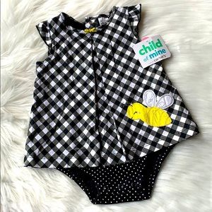 💓 4 FOR $16 - Plaid Bumblebee Baby Girl Outfit